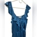 Socialite Blue Satin Ruffle Faux Wrap Dress