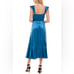 Socialite Blue Satin Ruffle Faux Wrap Dress