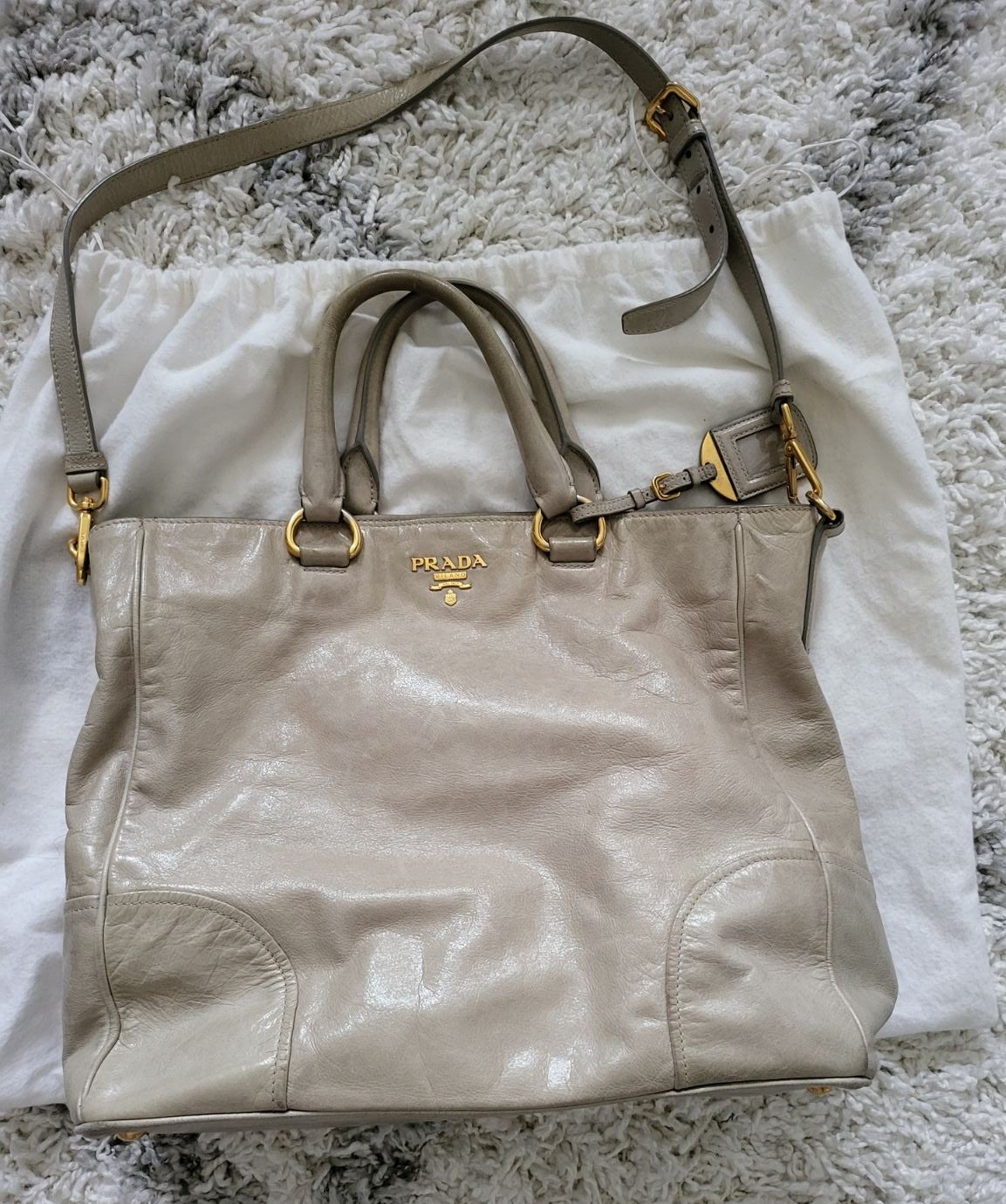 Ensemble Small Canvas Tote in Beige - Prada