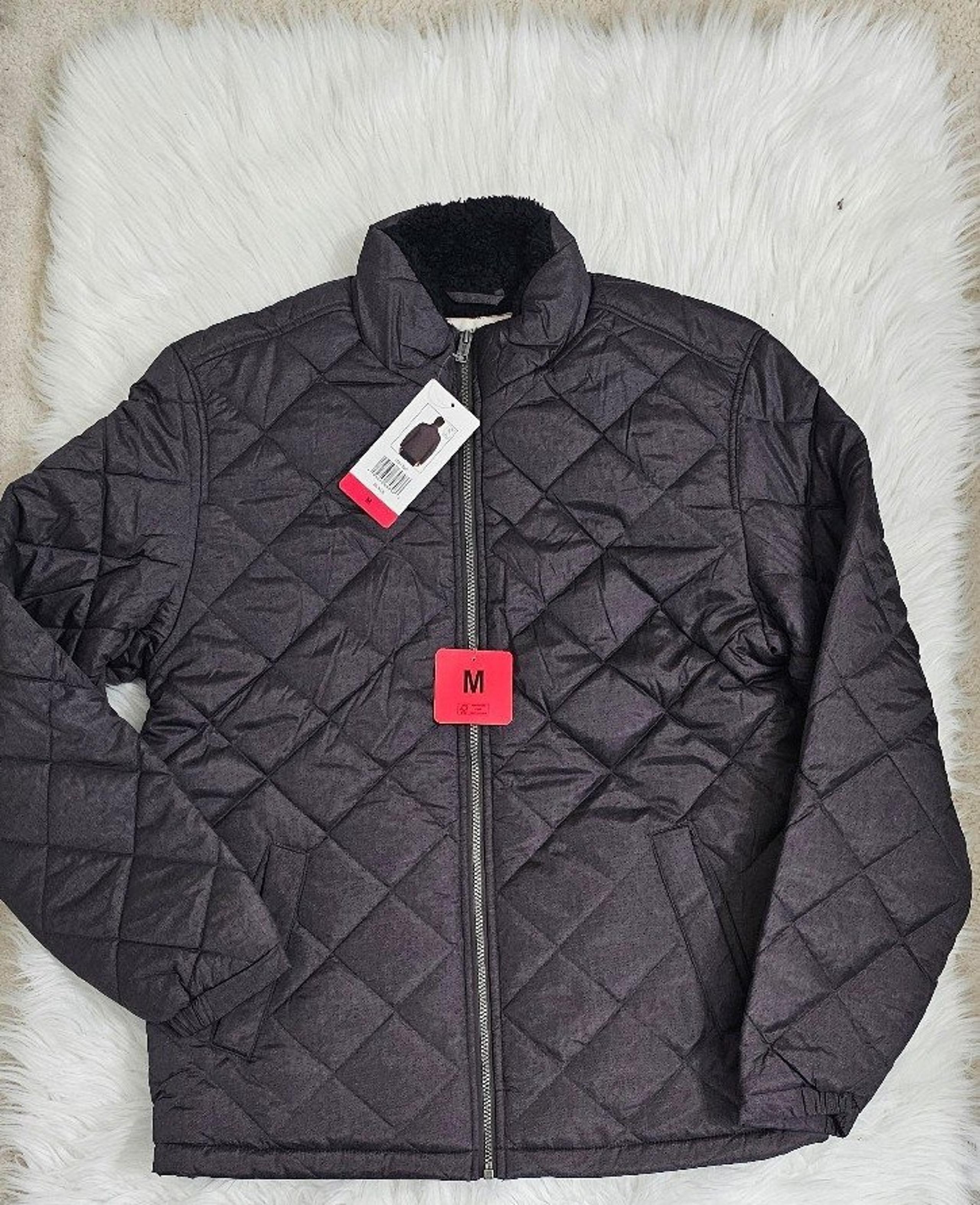 Weatherproof Vintage Men’s Black Fleece Lined Collared Puffer Jacket Size M