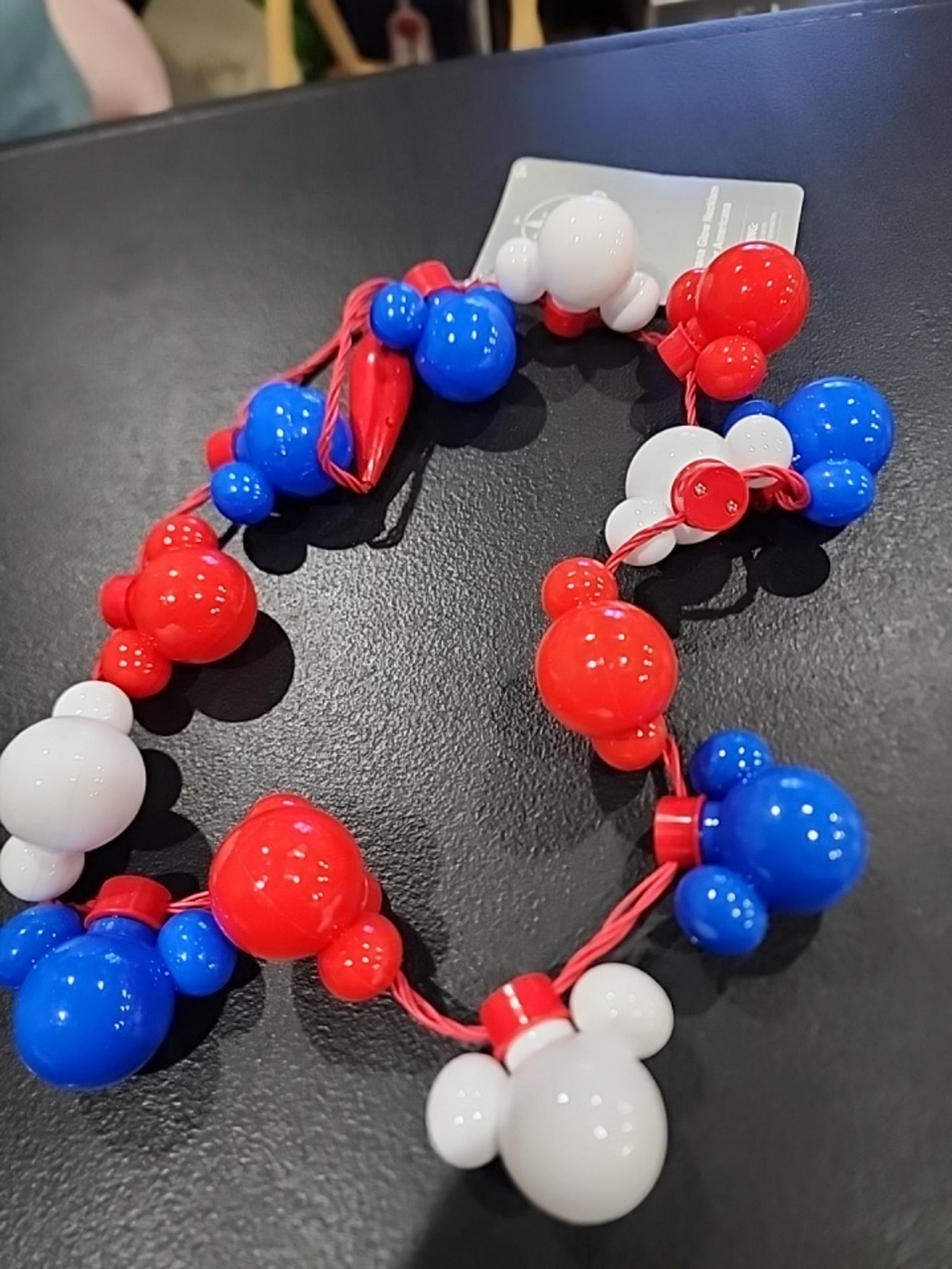 Disney Parks Light Up Americana Glow Necklace Red White Blue Mickey Mouse ~ New