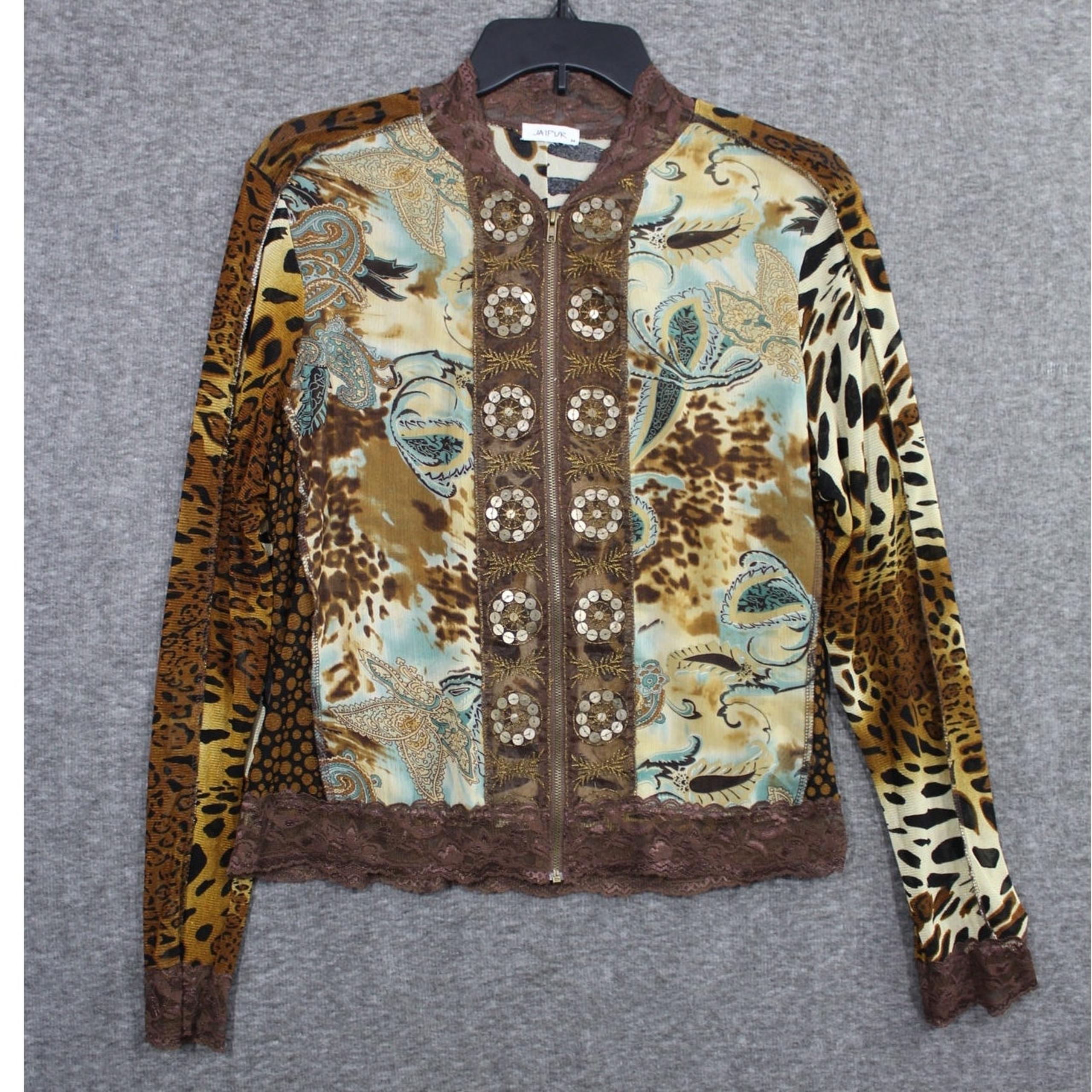 Jaipur Jacket Medium Sheer Lace Mesh Embellished Lace Paisley Y2K Forest Fairy