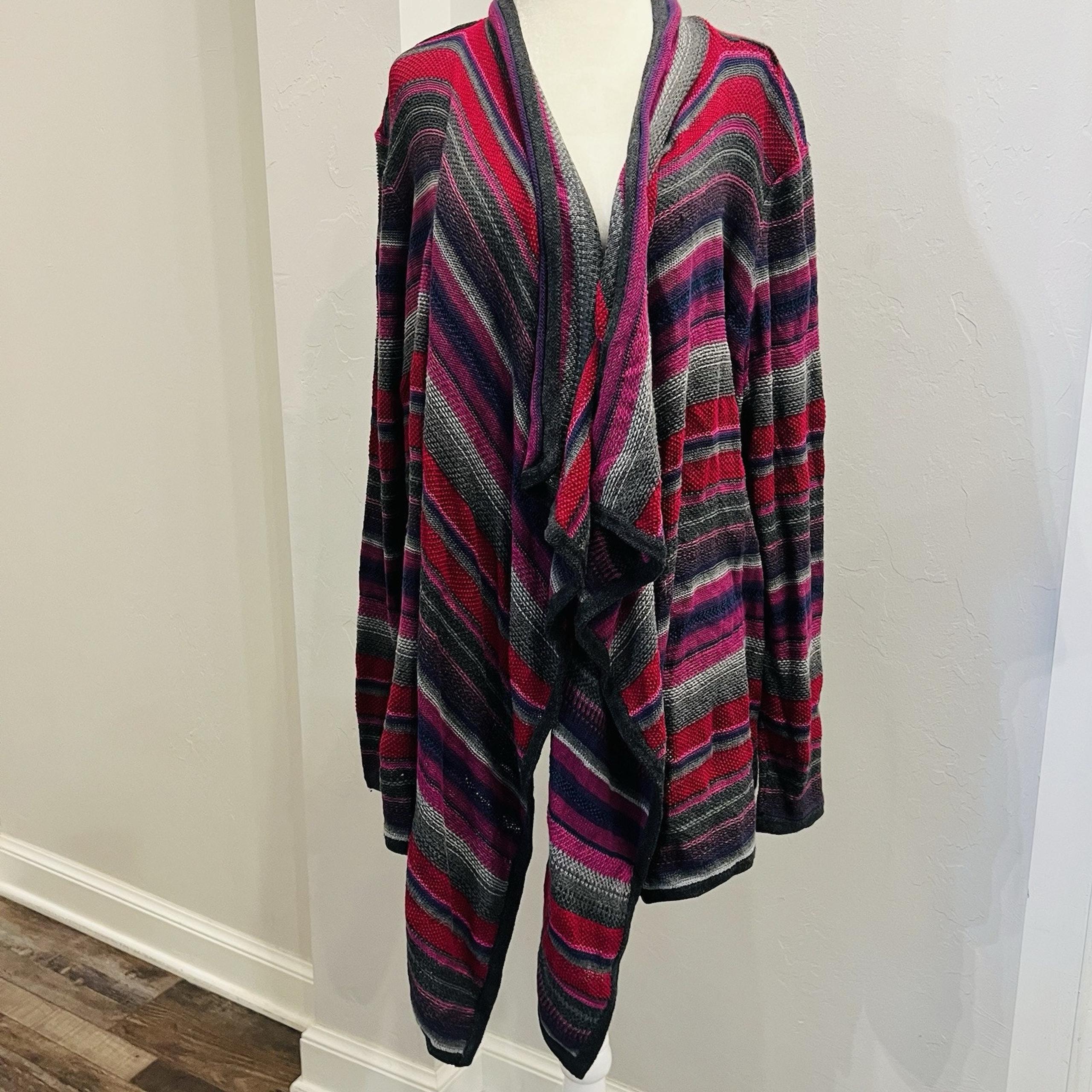 RALPH LAUREN 2XL open front waterfall multicolored southwest cardigan sweater