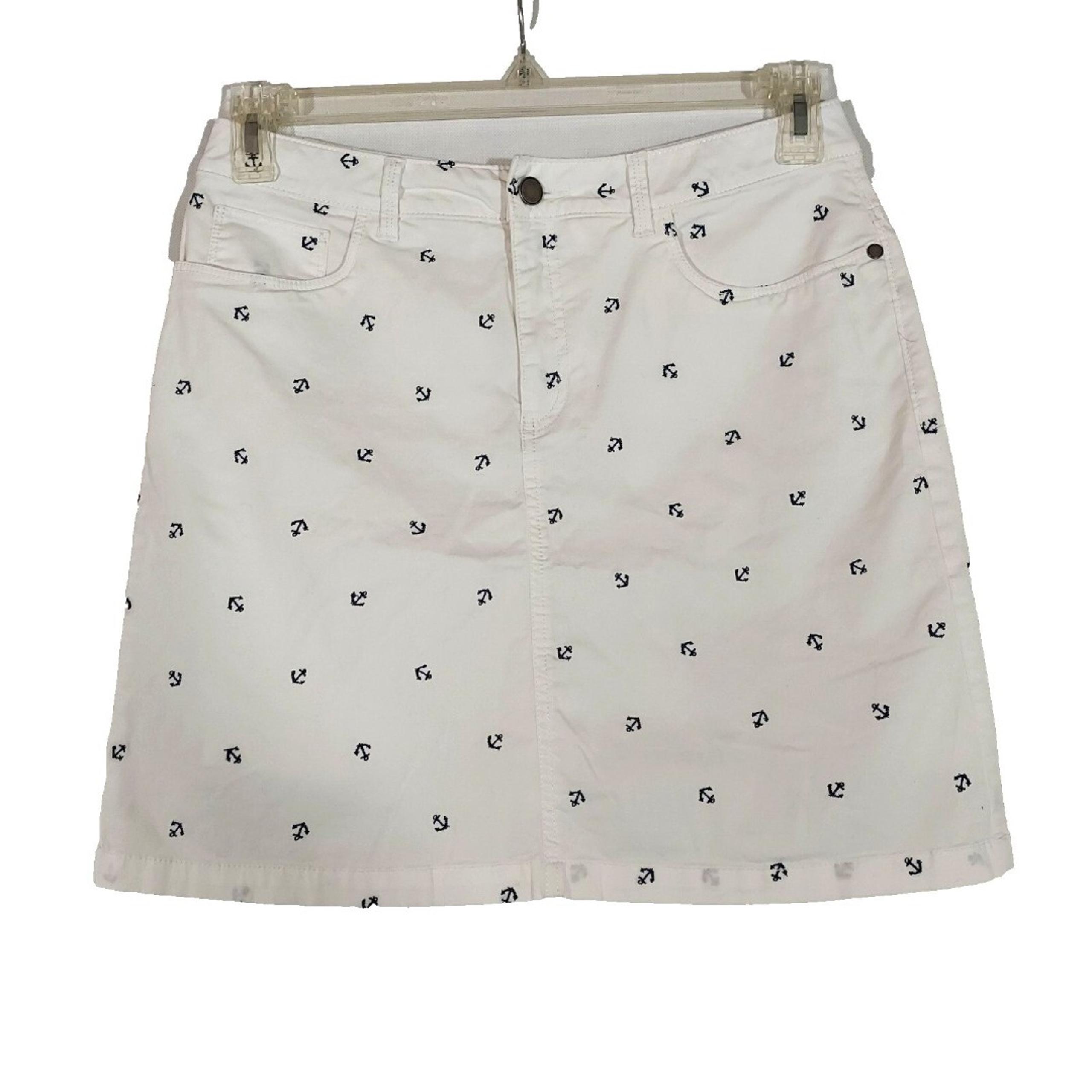 Croft & Barrow Women's 8 Stretch Cotton Nautical Skort Anchor Short Skirt Beach