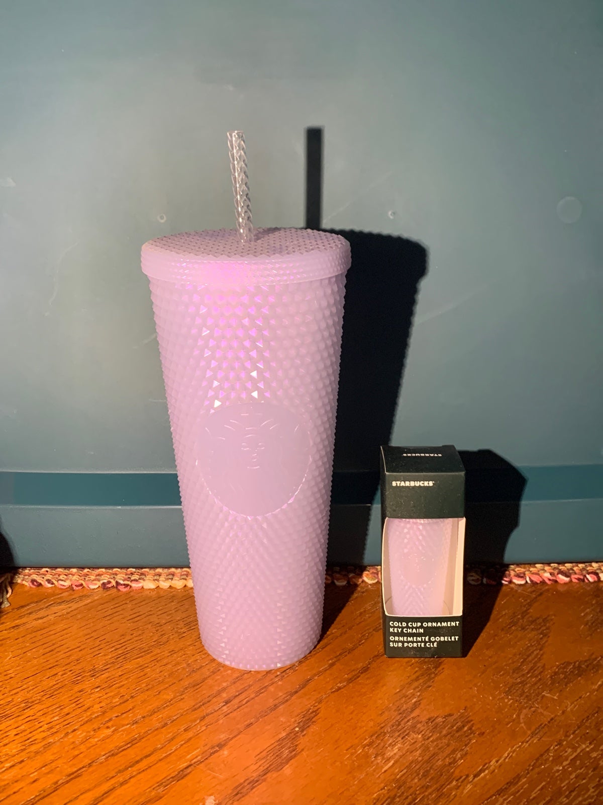 Starbucks Iridescent Icy Studded 24oz Tumbler and Matching Icy Studded Keychain