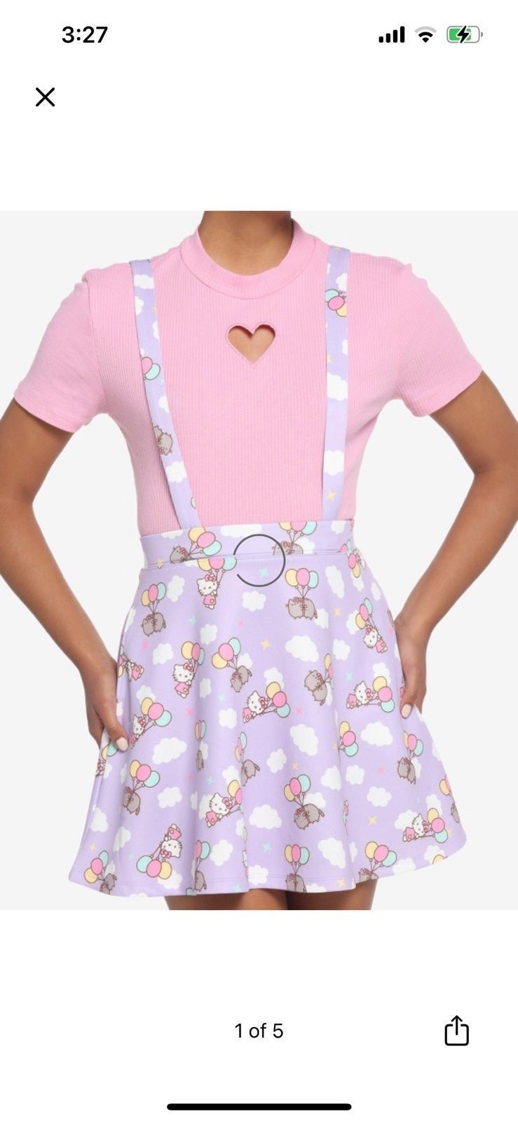 Hello kitty x Pusheen suspender skirt m