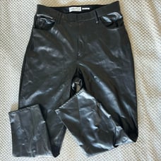 A&F Ankle Straight Ultra High Leather Pants 14/32