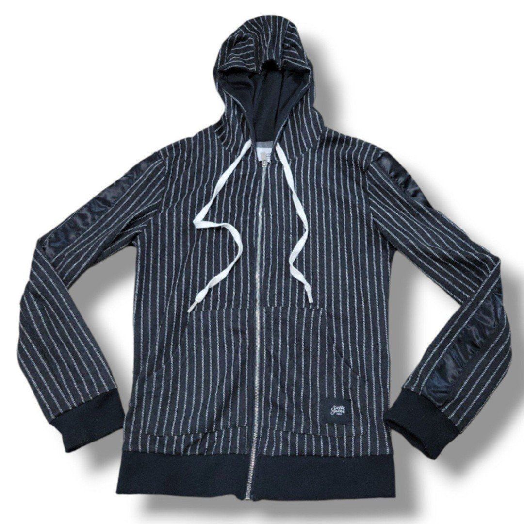 Sixth June Paris Sweatshirt Size Small Full Zip Up Hooded Sweater Hoodie Striped
