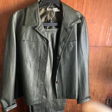 newport news leather pant suit
