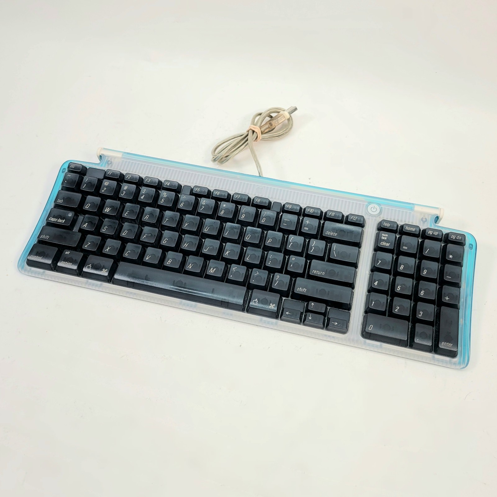 VTG Apple Keyboard 1998 USB Translucent Aqua/Teal Model M2452 Tested Working
