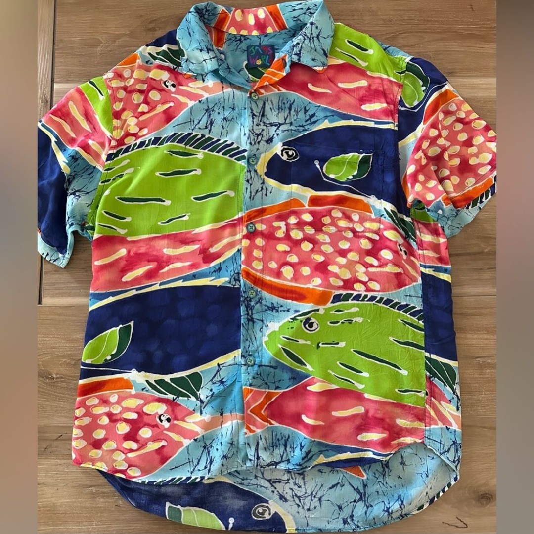 Jams World Vintage Fish Print Button Up M