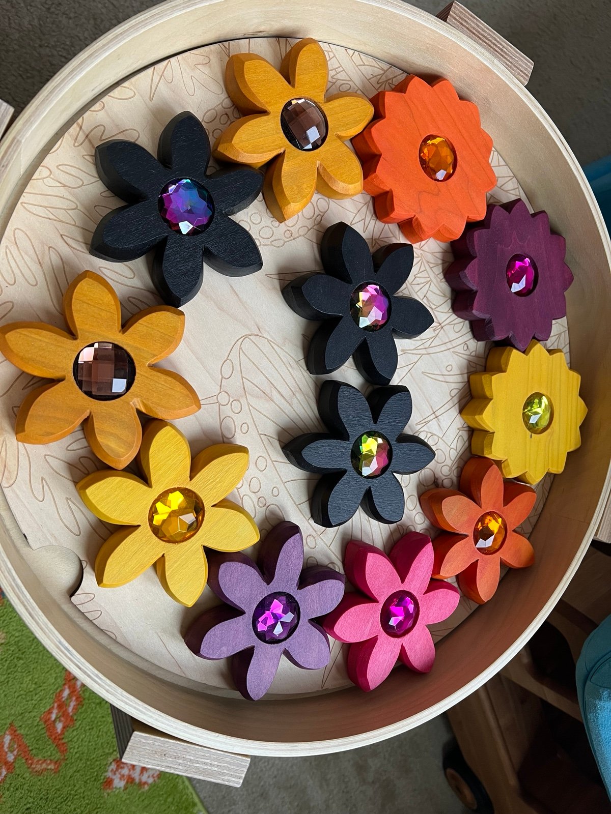 Fitzyboo gem flowers handmade wooden