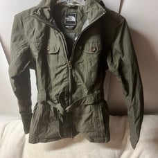 THE NORTH FACE Hyvent Women’s XS/TG Hooded Windbreaker belted Jacket Khaki