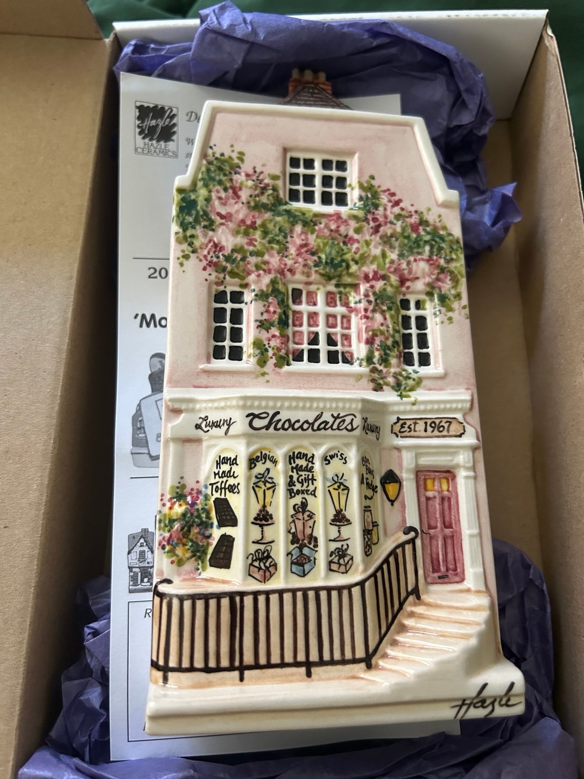 Vintage Hazle Ceramics The Chocolate Shop Wall Plaque Rare Made in England