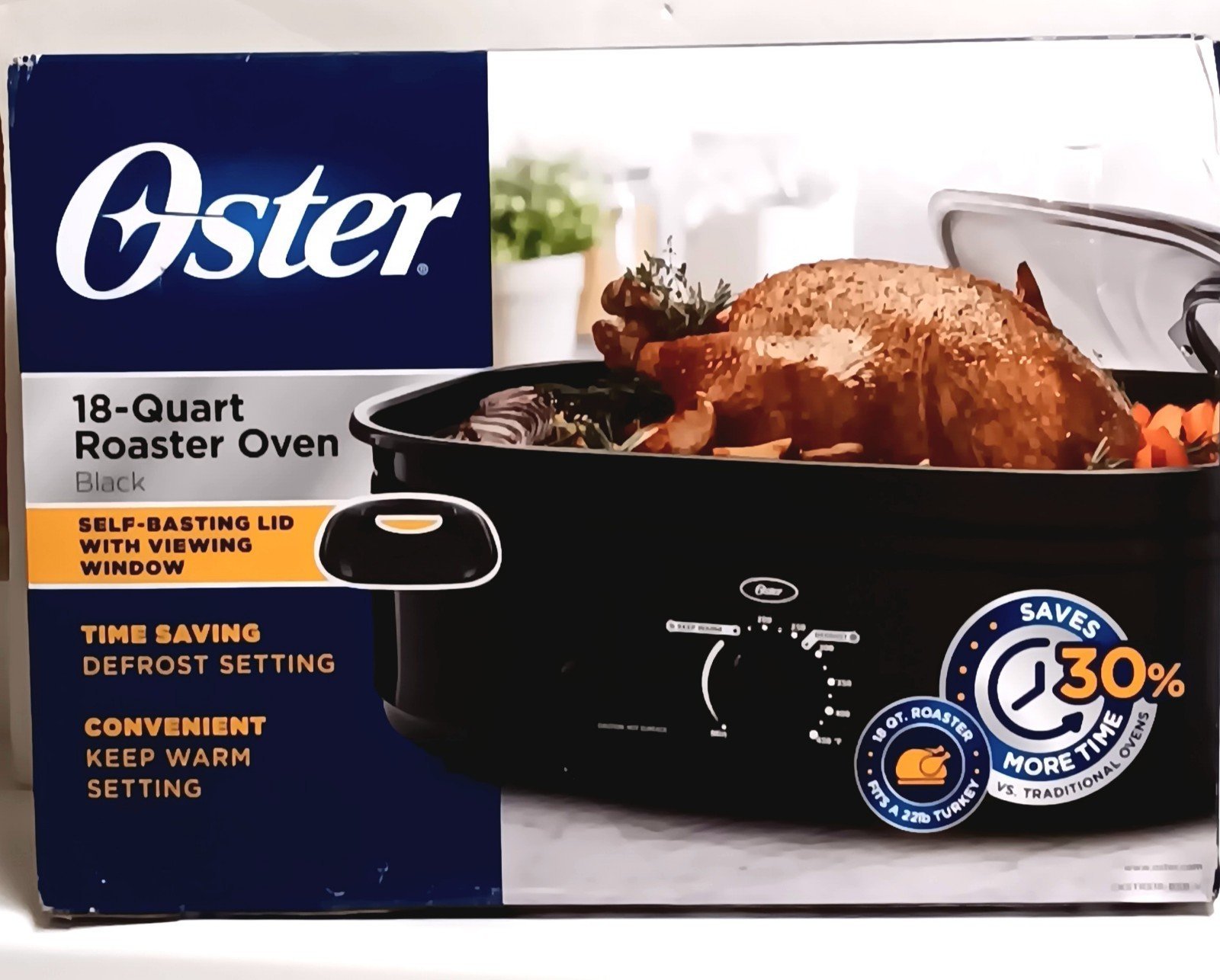 Oster Roast Black Oven Electric Self Baste 18 Qt Fits 22lb Turkey Lid Rack NEW