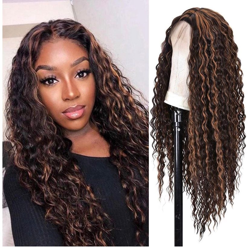 Curly Lacefront Black and Brown Ombre