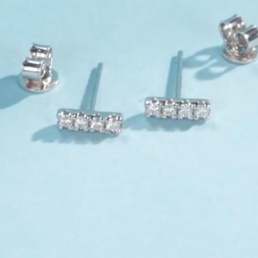 NEW 14k Gold Plated S925 Moissanite Diamond Bar Stud Earrings, GRA Certificate
