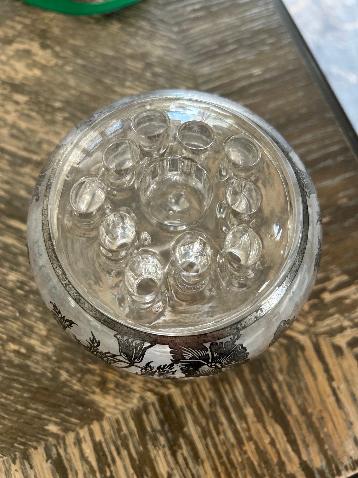 Vintage Viking 1950’s Flowerlite Crystal Frog with Flanders Poppies in Sterling