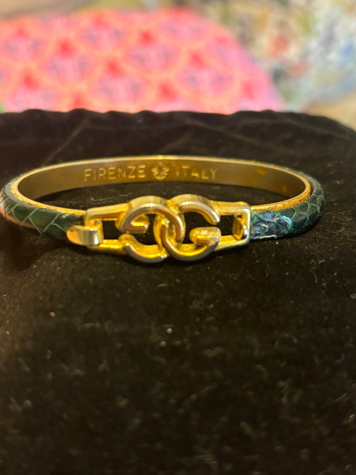 Vintage 24kt Gold Plated Gucci Snake Skin Bangle Bracelet