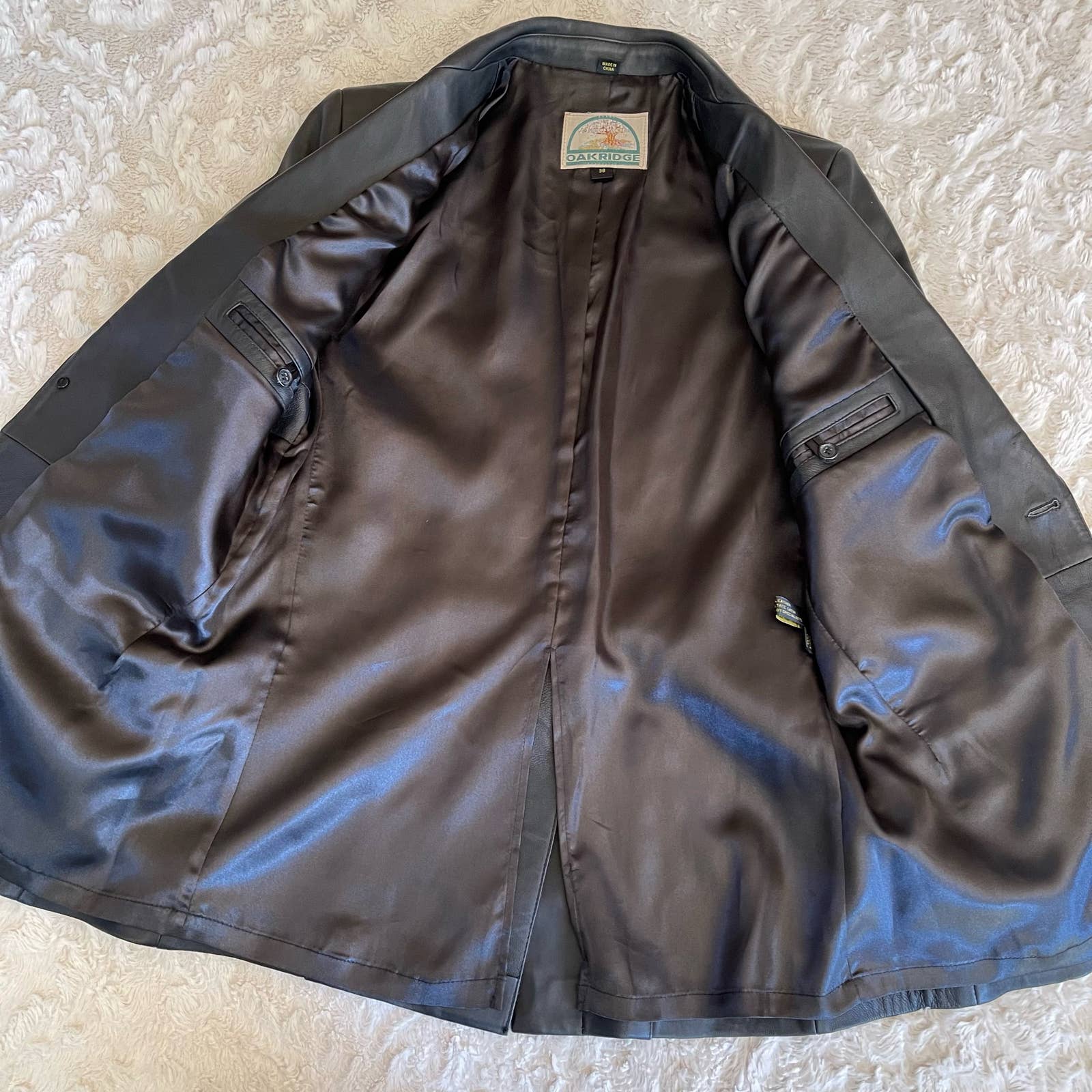 Vintage western leather blazer jacket single breasted Oakridge black genuine outlet L