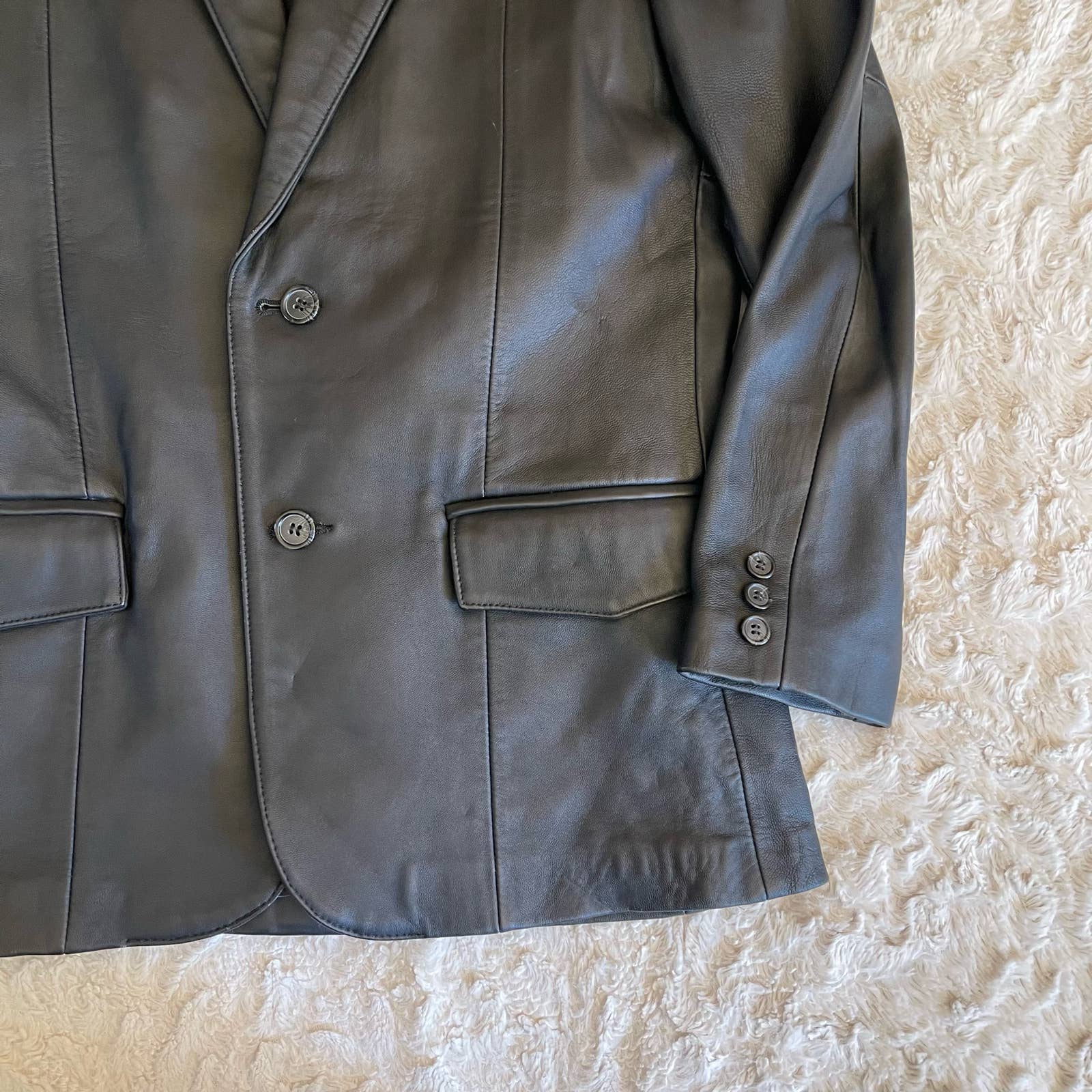 Vintage western leather blazer jacket single breasted Oakridge black genuine outlet L