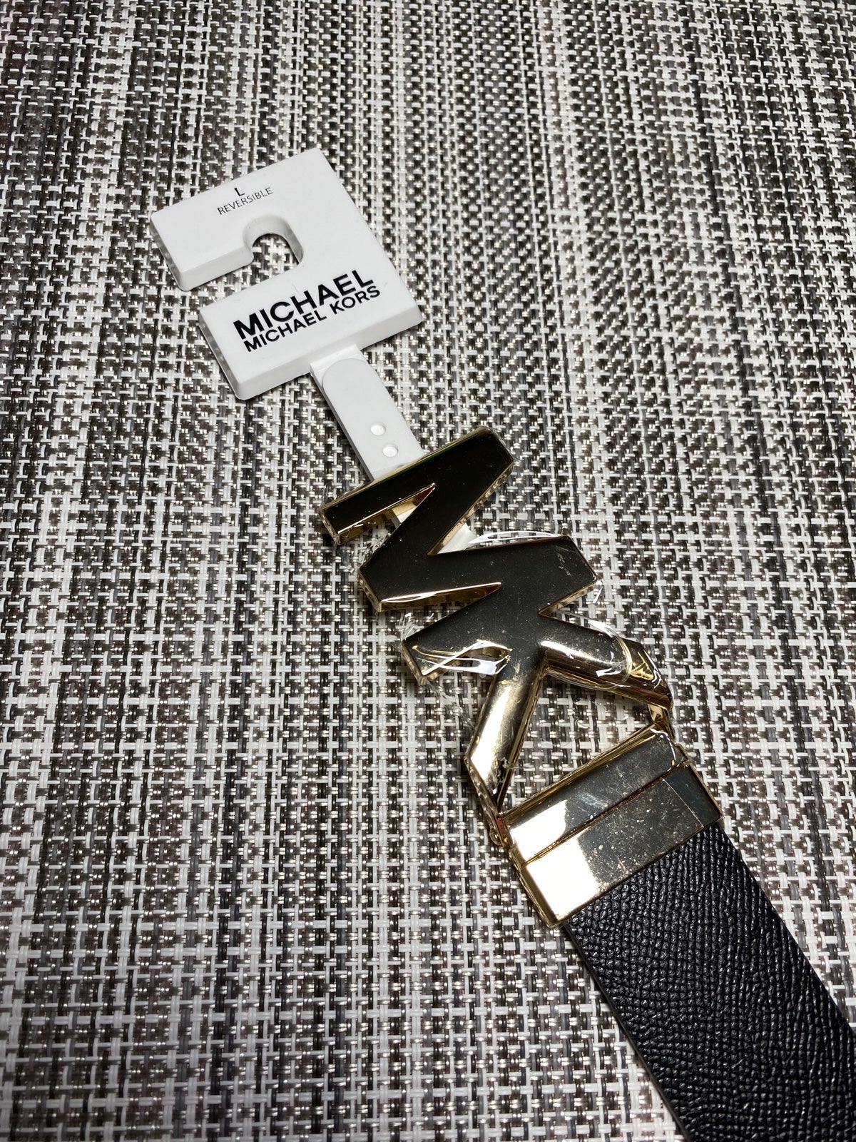 BRAND NEW Michael Kors Reversible Black/ Brown Leather Belt - Gold Buckle Size L