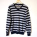J.Crew Black and Grey Striped V-Neck Sweater