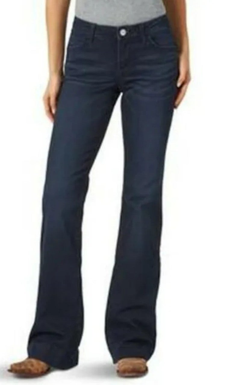 Y2K Look RETRO MAE MID RISE WIDE LEG Women's Dark Blue Denim Jeans 3/4 x 32 New