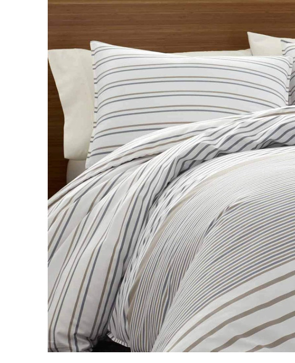 Eddie Bauer Cotton Twin Duvet Cover & Sham Set - Cooper Stripe Gray, White, Tan