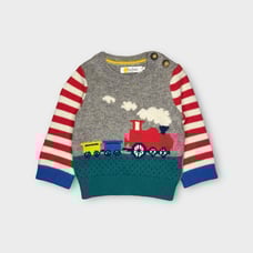 Mini Boden Train Stripe Wool Blend Sweater