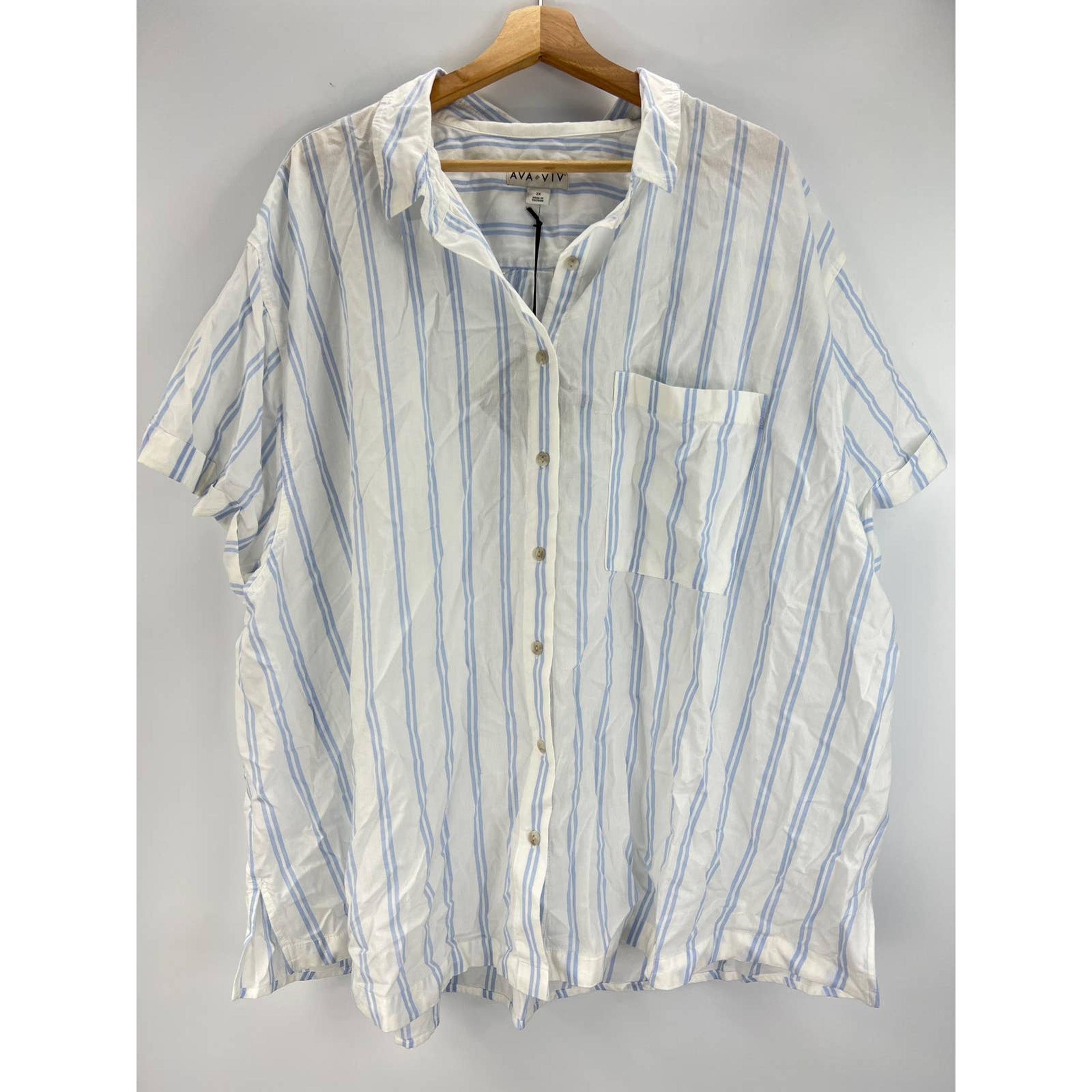 Size 2X Women's Oversized Button Down T-Shirt - Ava & Viv #2251