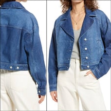 NWT Free People Crop Denim Trucker Jacket In Gemini Wash