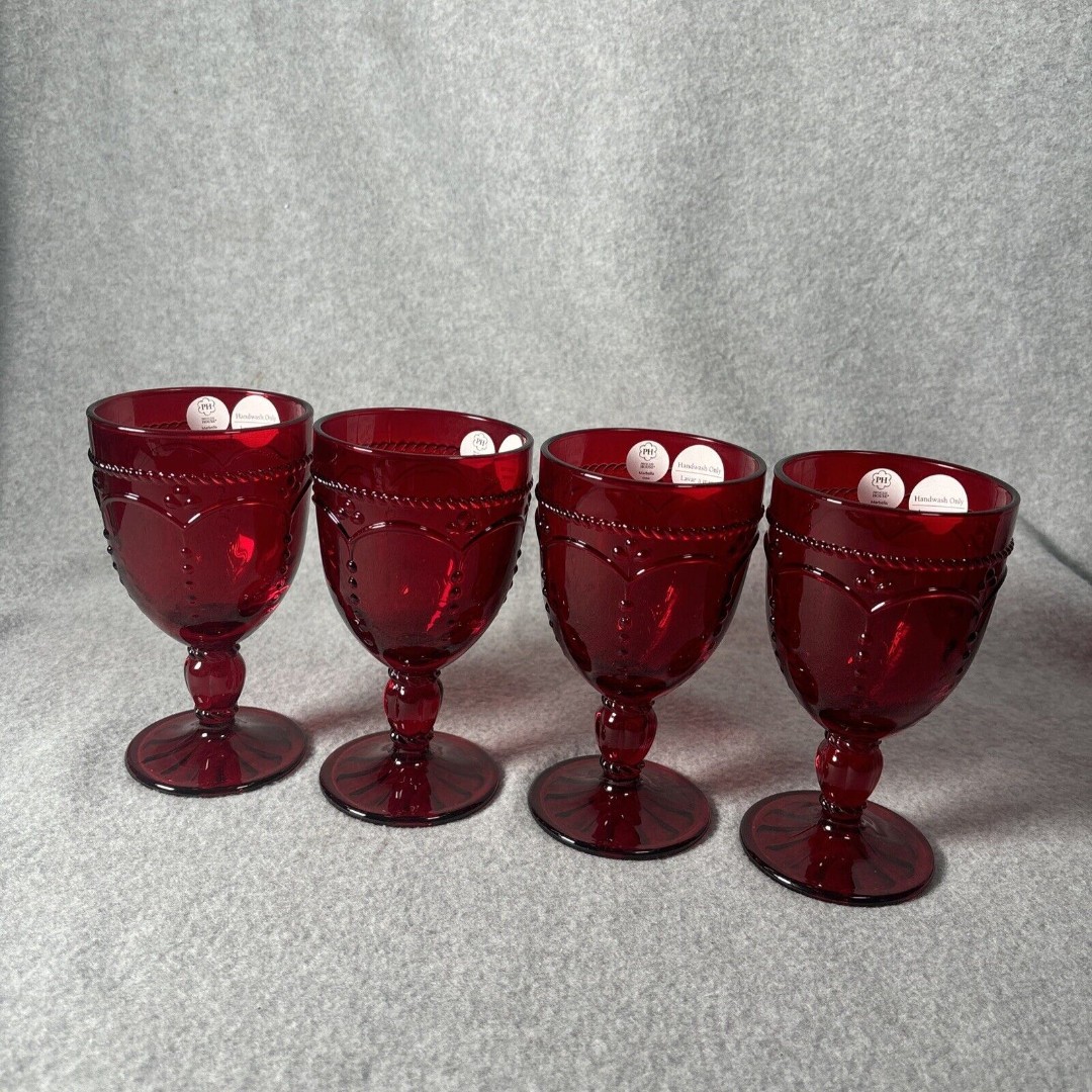 Princess House Fantasia Red Goblets Set Of 4