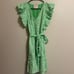 Banjanan Women's Paulita Dress Ruffle Green Tie Waist Size Large