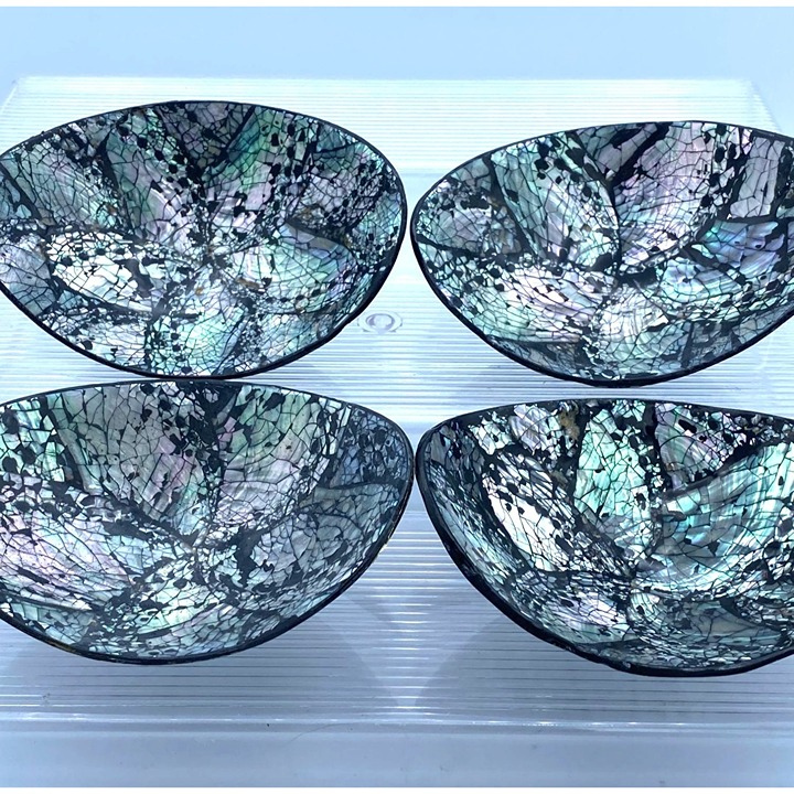 Abalone Shell Bowls Mosaic Art Inlay Sauce Servers Set 4 Designed by Islandsens