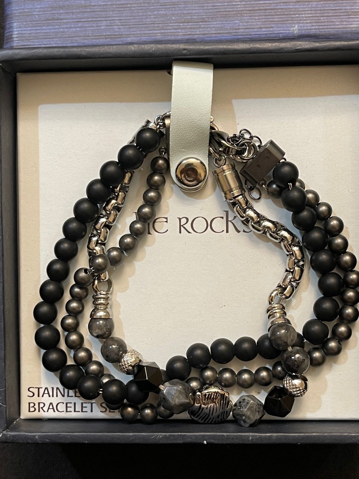 He rocks stainless steel bracelet set of 3 for men