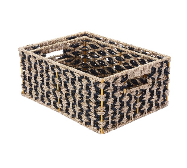 Rectangle Hand Weaved Wicker Baskets made of Water Hyacinth
