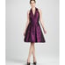 THEIA amethyst purple floral jacquard halter dress size 12