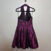 THEIA amethyst purple floral jacquard halter dress size 12