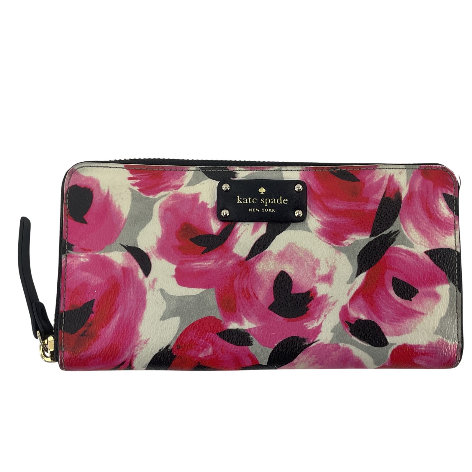 Kate Spade Designer Pink Floral Print PVC Card Wallet Clutch Women’s Preowned