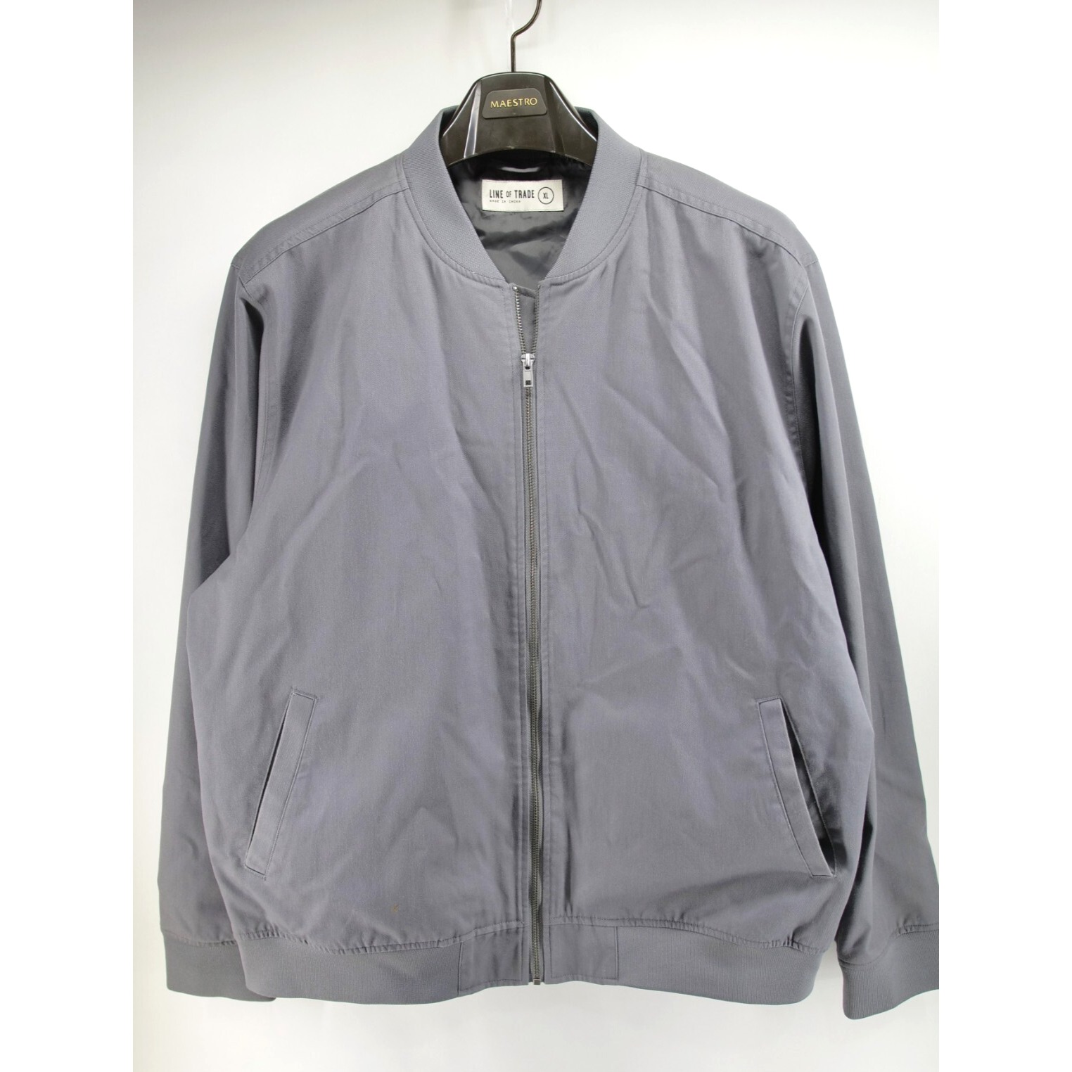 Line of Trade Compass Bomber Jacket Mens XL Gray Lined Full Zip