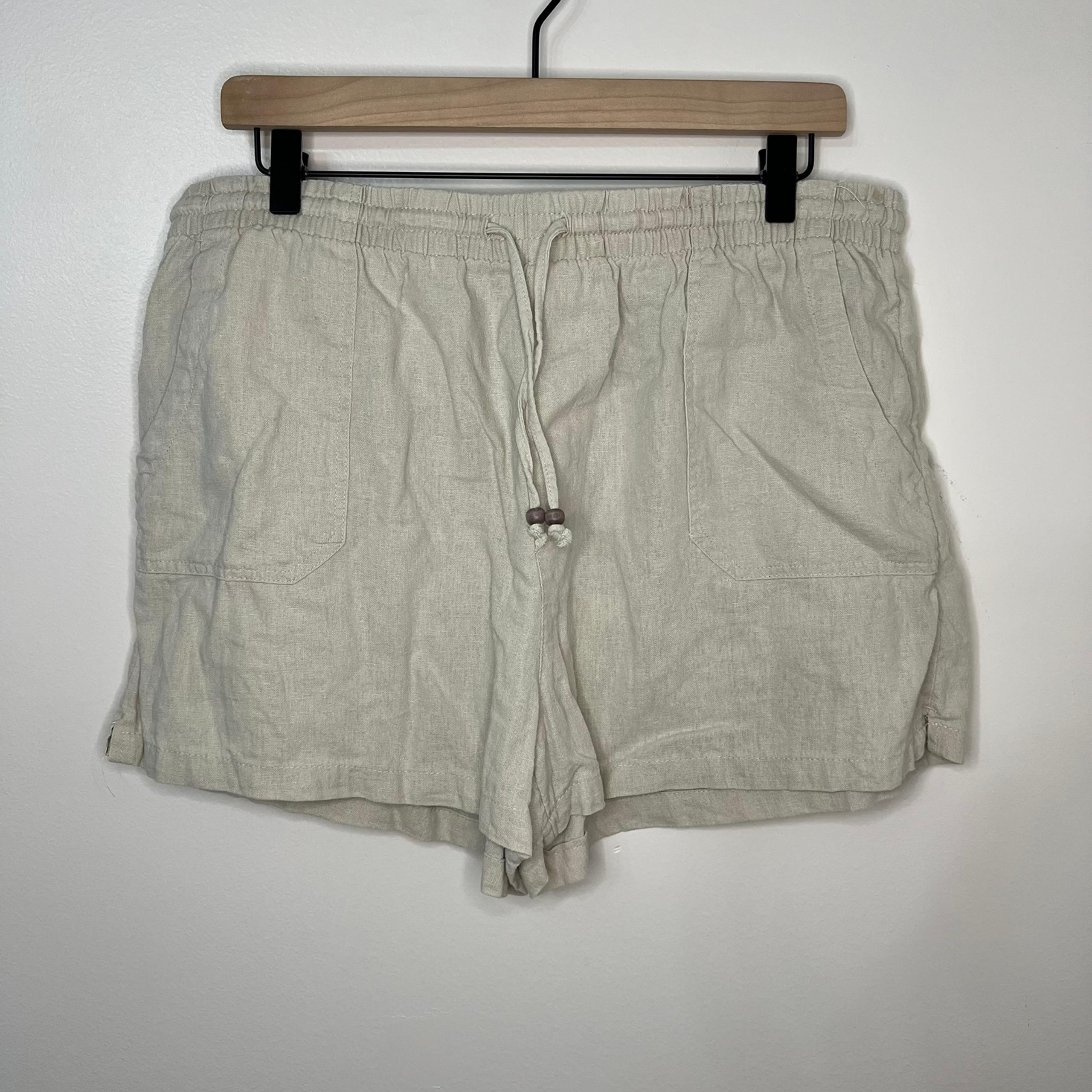 Linen Shorts Celebrity Pink Beige Shorts Women's Size Large Spring Summer Casual