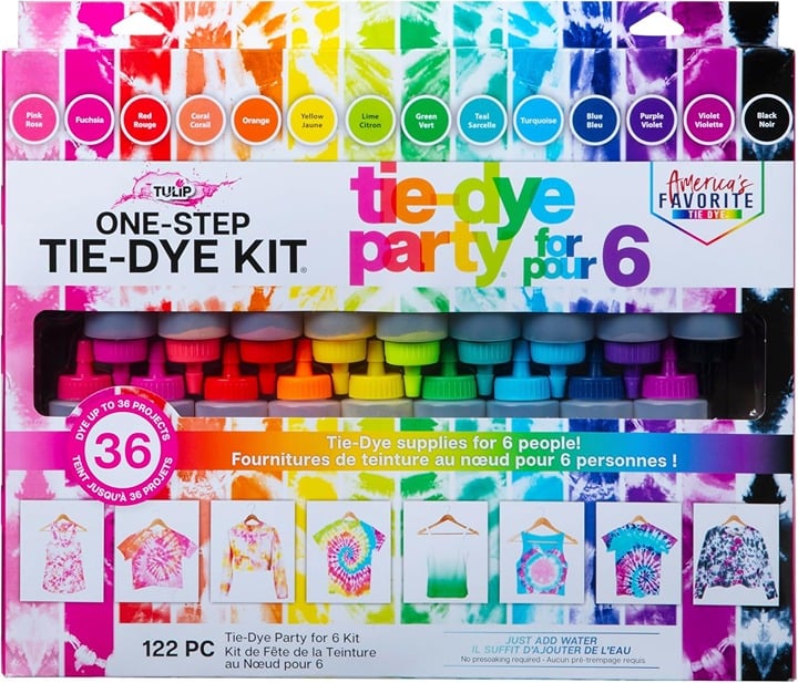 Tulip One-Step Tie-Dye Kit Party Supplies, 18 Bottles Tie Dye, Rainbow, 1 Count