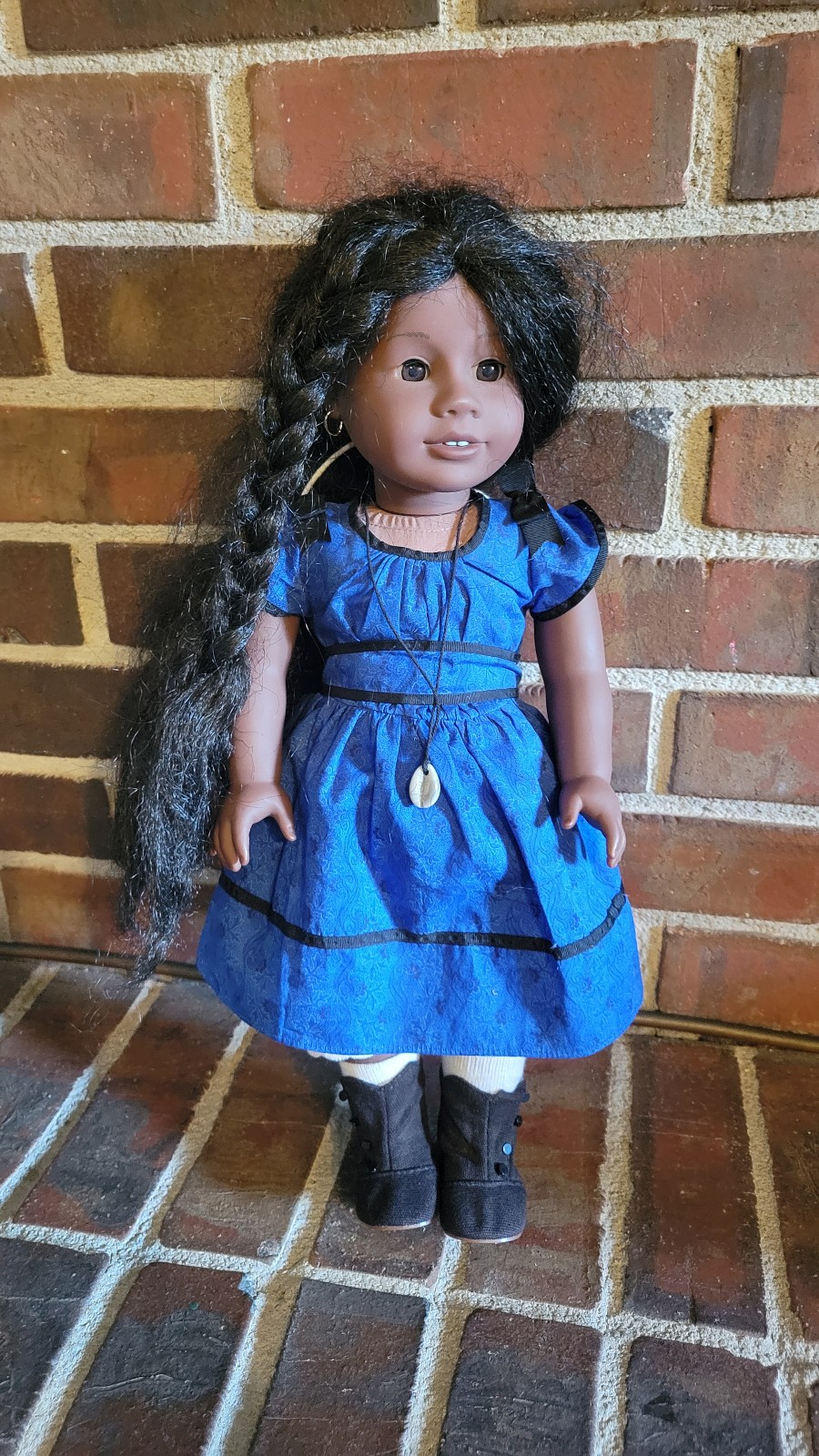 American Girl Addy Walker Doll With Meet Outfit And Necklace