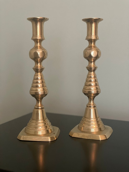 Vintage Mid 19th Century Brass Candlesticks RD223580 Made in England
