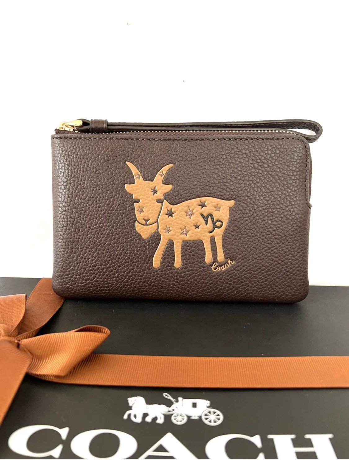 Coach Zodiac Corner Zip Wristlet With Capricorn Limited Edition CF539 NWT