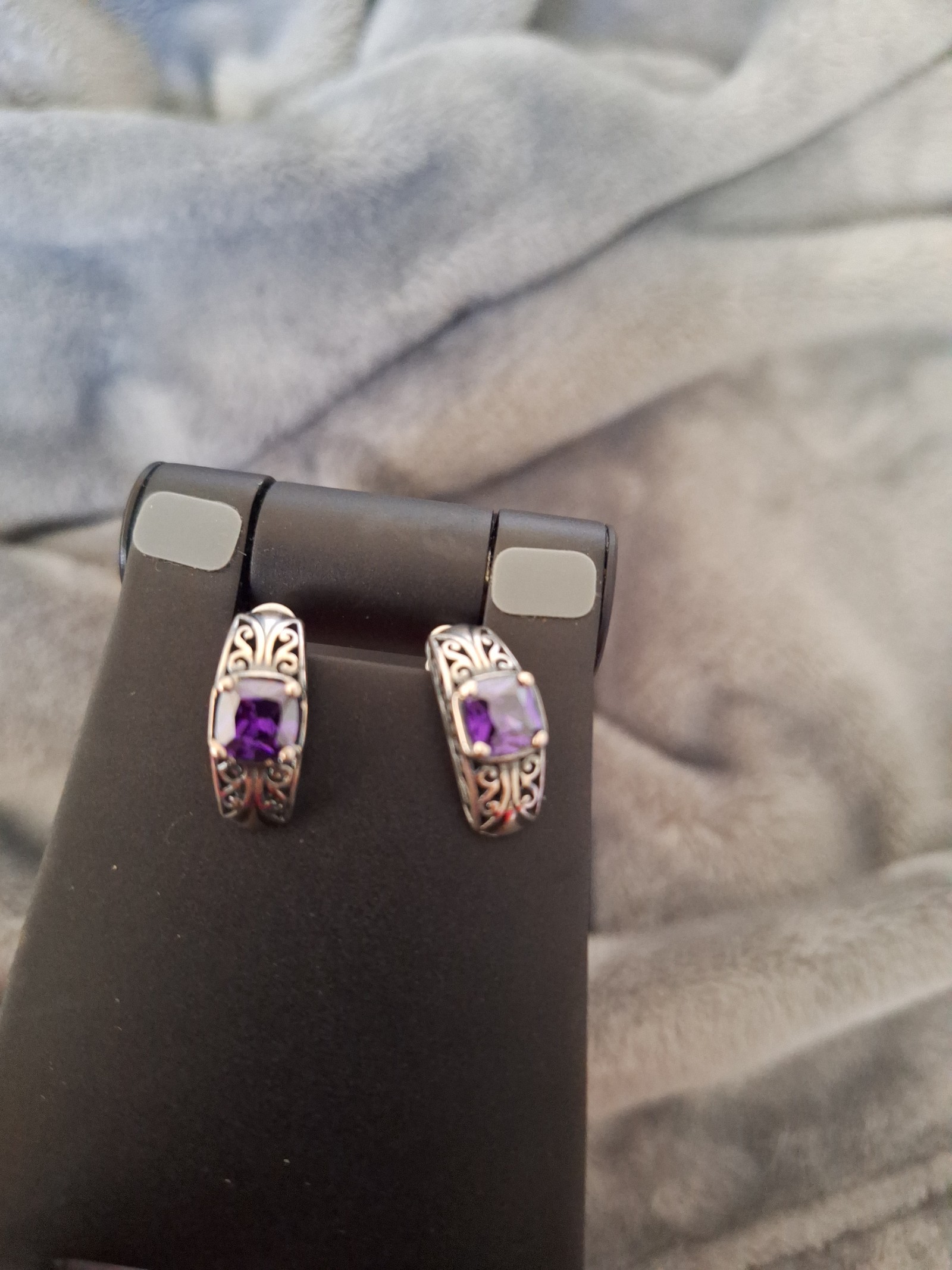 Amethyst and silver vintage earrings