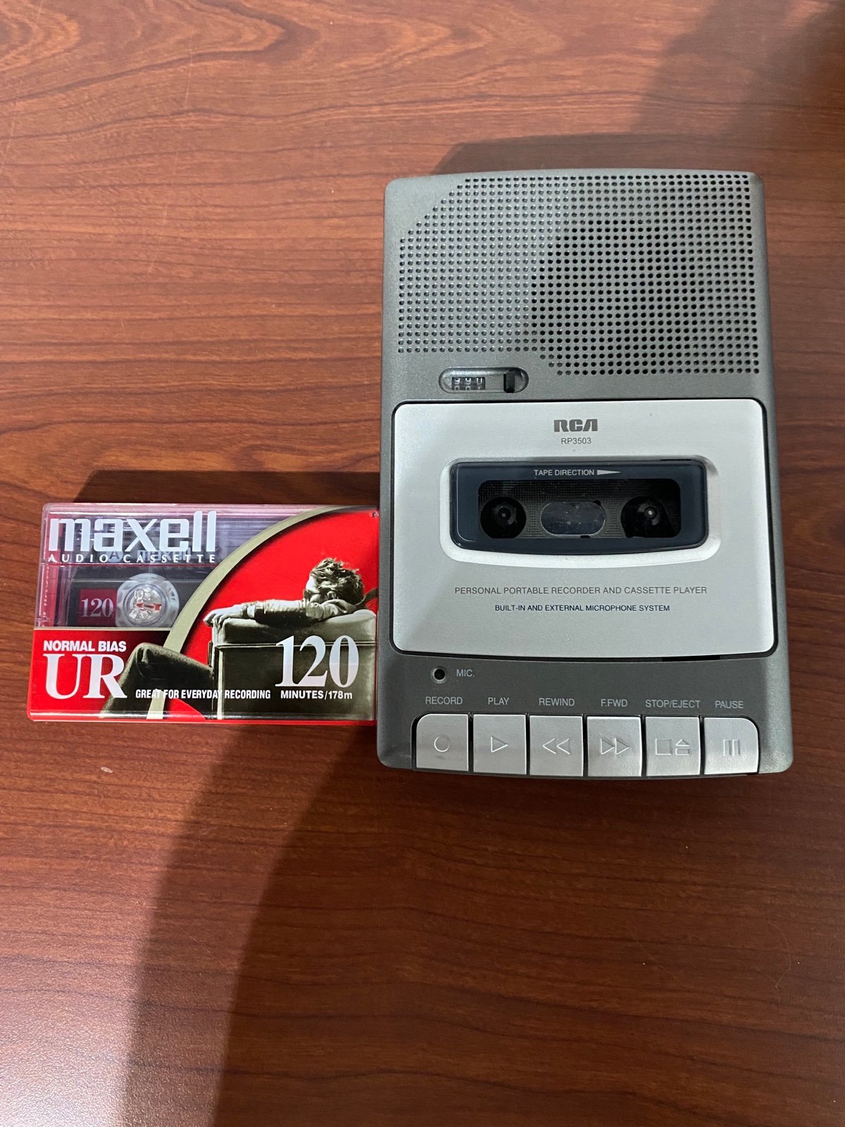 RCA cassette recorder with tape