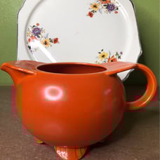 Vintage Orange art deco pitcher & cake p