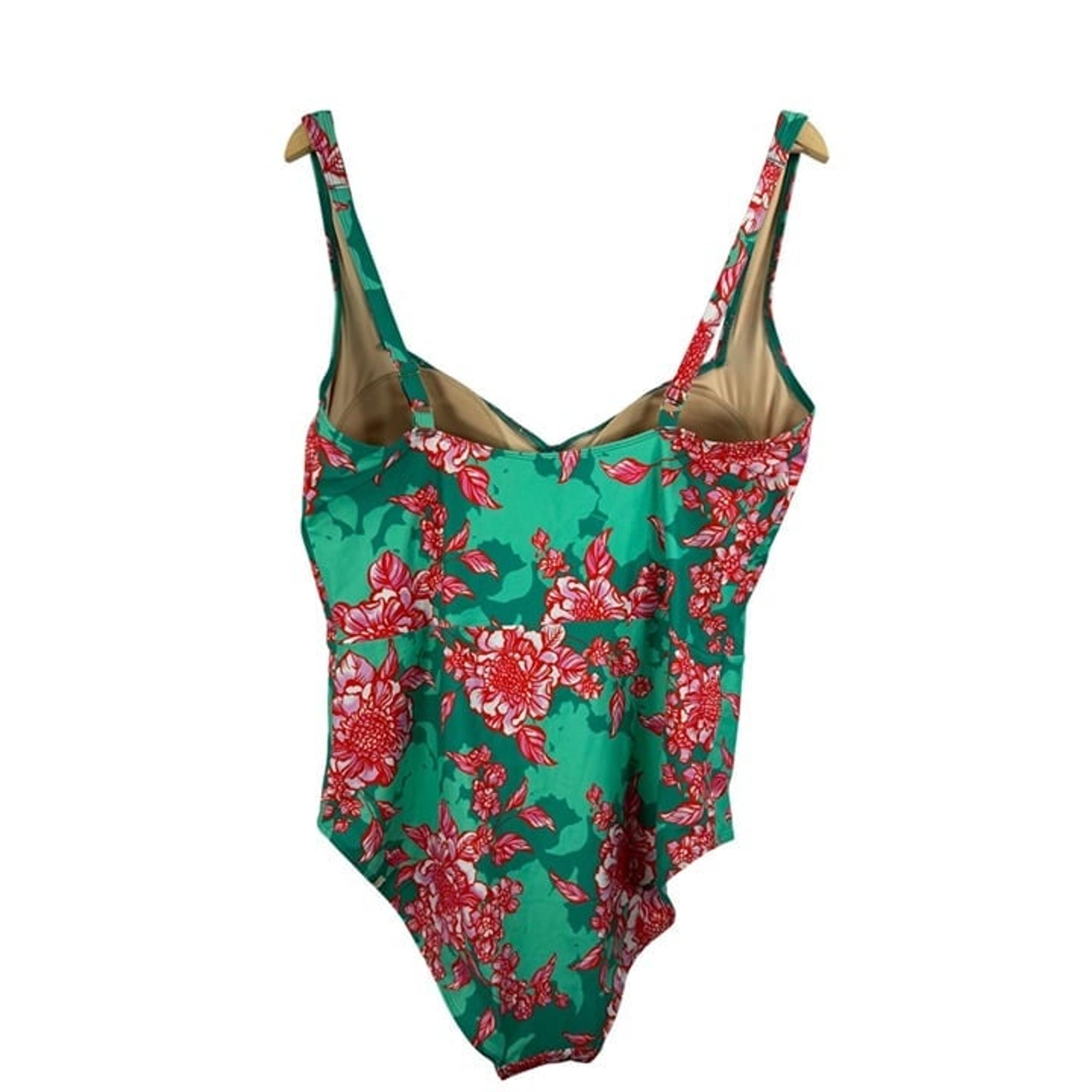 Summersalt floral vibrant one piece swimsuit beach green sz 18